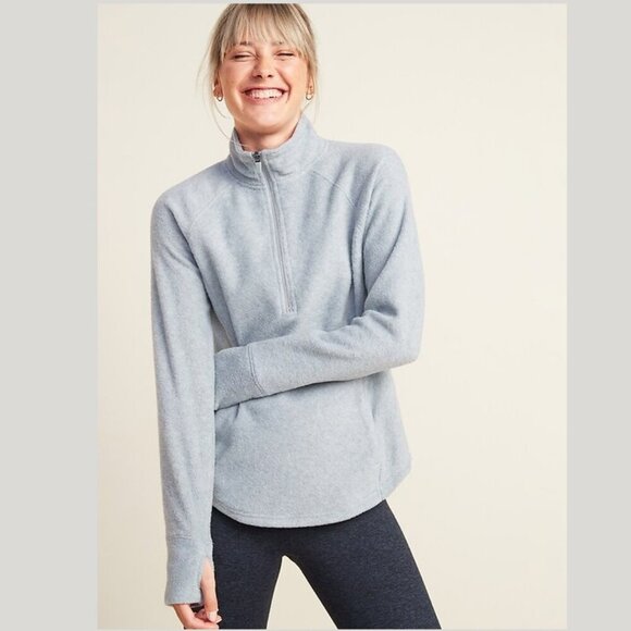 Old Navy Light Grey Fleece Half Zip Pullover Jacket - Picture 1 of 5